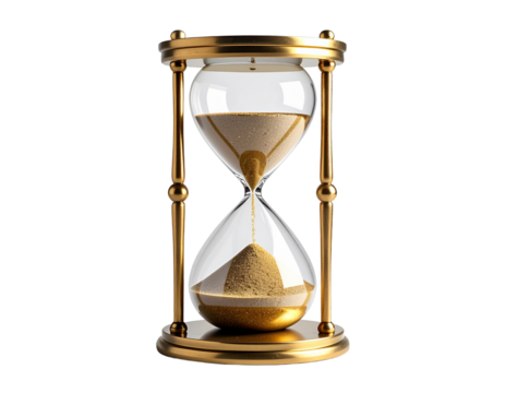 Hourglass on transparent background illustrating time passing and deadlines