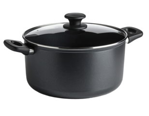 Isolated black cooking pot on transparent background for culinary content