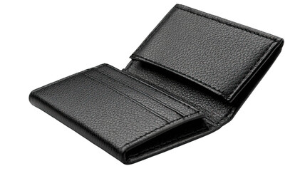 Black leather card holder case isolated on transparent background