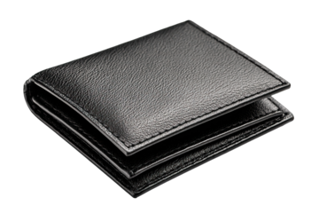 Black leather card holder case isolated on transparent background