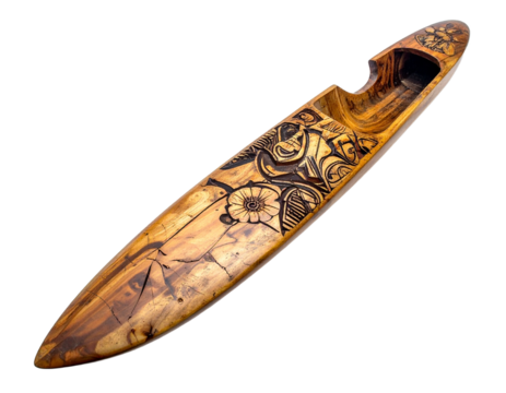 Isolated wooden canoe illustration with transparent background for design