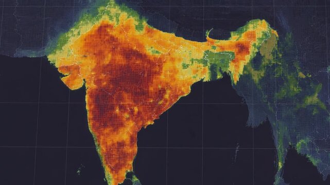 Satellite view of india showing climate patterns and weather systems