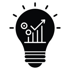 Light Bulb Filled with Coins and Graphs Representing Business Ideas and Innovation in Minimal Flat Vector Style