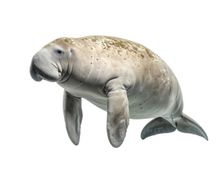 Manatee illustration on transparent background isolated aquatic mammal