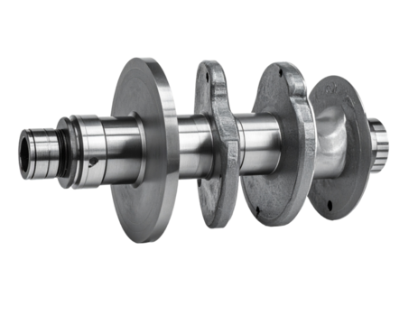 Metal crankshaft isolated on transparent background engineering and mechanical concept