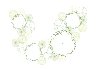 architecture site analysis symbol icon element drawing graphic flat isolated vector. architecture element line sun wind sound sun path vegetation.