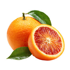 Fresh Whole and Half Orange Slices Isolated on White Background for Food and Beverage Concept