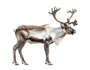 Reindeer illustration with antlers on transparent background