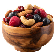 Nut and Berry Mix in Wooden Bowl - Delicious and Fresh Snack Concept