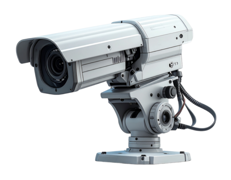 Surveillance camera icon security monitoring system on transparent background