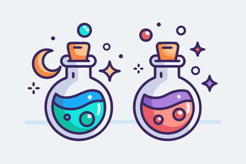potion kit of two vials with faint swirling liquid