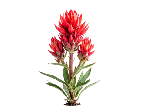 Vibrant red flower isolated on transparent background artistic botany concept