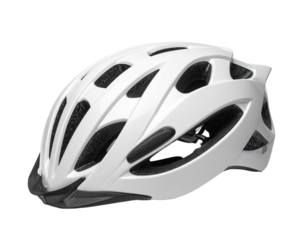 White bicycle helmet isolated on transparent background safety protection