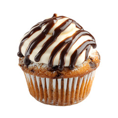 Delicious Cupcake with Chocolate Drizzle and Fresh Fruits for Dessert