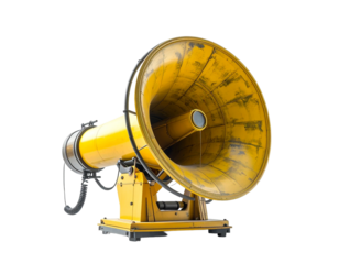 Yellow megaphone icon illustration on a transparent background for communication