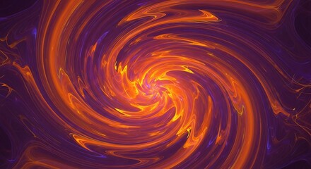 Swirling vortex of vibrant orange and purple abstract fractal art