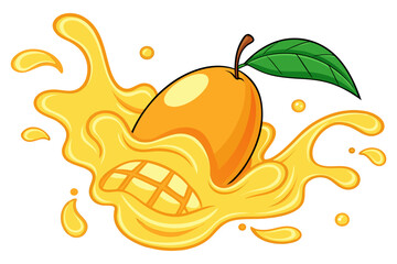 Juicy Mango with Splash Effect