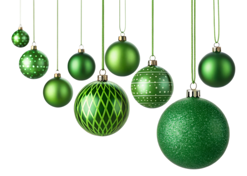 Assortment of Hanging Green Christmas Ornaments