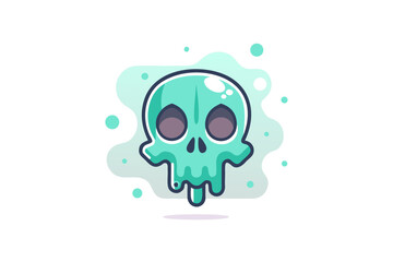 skull with elongated teeth lines faint glow