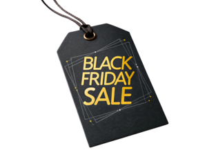 Black Friday Sale Tag with Gold Text