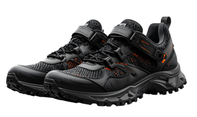 Pair of Trail Cycling Shoes with Clipless Pedal Design, Transparent Background, PNG