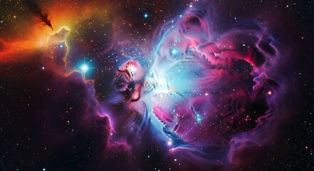 Vibrant Nebula in Deep Space with Stars and Cosmic Dust Clouds