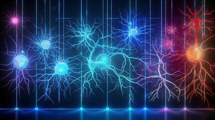 Abstract plexus network with connected dots and lines. Modern digital neural network or internet