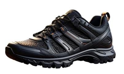 Transparent Background, PNG Pair of Trail Cycling Shoes with Clipless Pedal Design