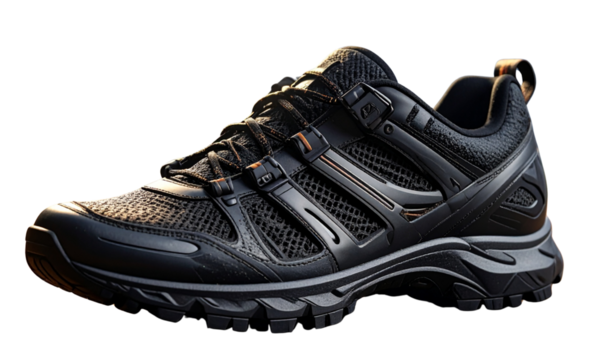 Transparent Background, PNG Pair of Trail Cycling Shoes with Clipless Pedal Design