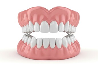Complete Dentures on White False Teeth, Artificial Gums and Teeth Prosthetic Set