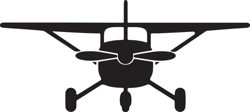 small airplane front view silhouette Vector Illustration