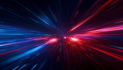 3-D render abstract background with blue and red glowing light motion