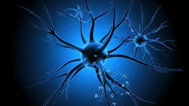 Abstract digital illustration of neural network connections in blue