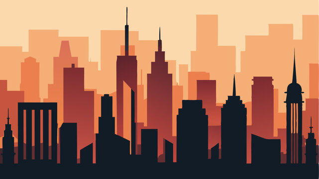 A skyline silhouette with diverse highrise buildings capturing the essence of urban living and real estate investment opportunities.