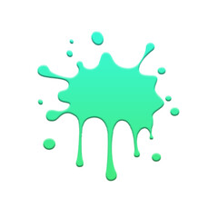 Isolated turquoise paint splatter with drips on a black background graphic illustration on transparent background