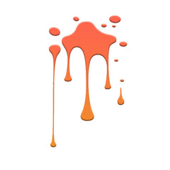 Isolated orange paint drips and splatters on a black background in a digital rendering format on transparent background