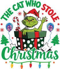 The Cat Who Stole Christmas T-Shirt design