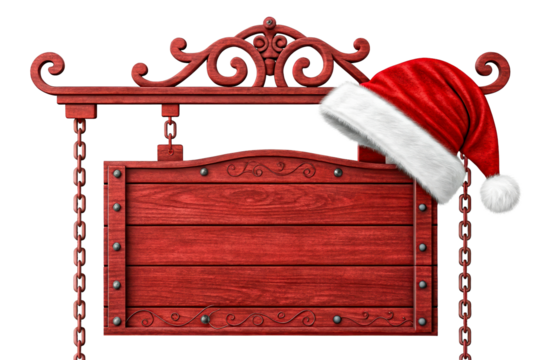 Wooden Holiday Sign with Santa Hat