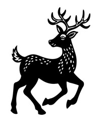 Naklejka premium Silhouette Spotted Deer Illustration on White Background Design