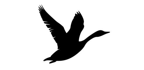 a silhouette of a bird in flight, depicted in black against a transparent backgroundbird, black, duck, flight, fly, goose, profile, sky 