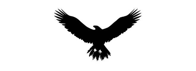 a silhouette of an eagle in flight against a plain transparent backgroundbird, black, crow, eagle, flight, fly, profile, sky, spread, wing 