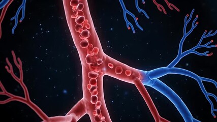 Animated arteries and veins illustration showing blood circulation