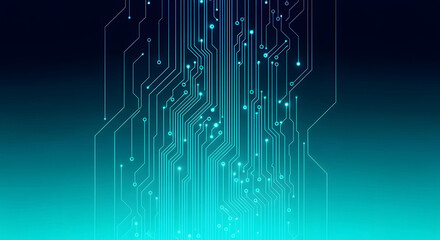 Futuristic Turquoise Circuit Network with Glowing Digital Pathways