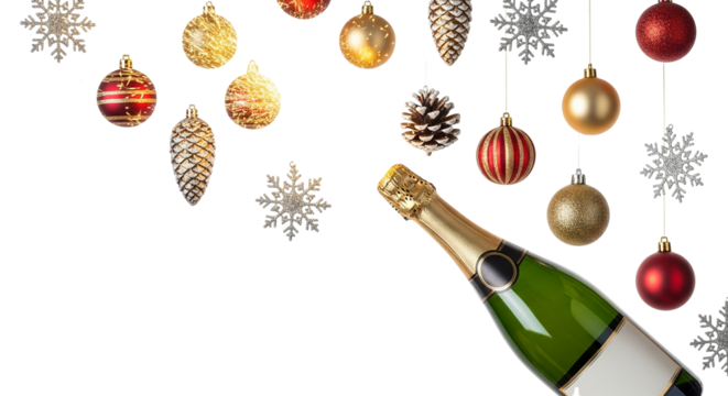 Gold glass bauble and red ball Christmas tree decorations for the holiday season - Powered by Adobe