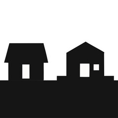 Vector art of two houses silhouette, simple and minimalist style