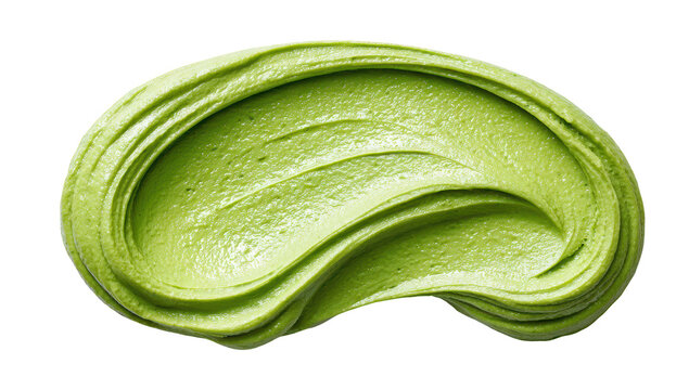 High quality photo of a swirl of green avocado paste creamy texture isolated on transparent background