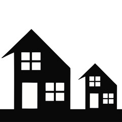 Vector art of black silhouette of two houses