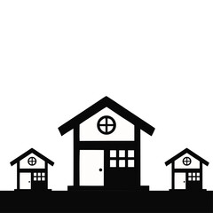 Vector art of three black house icons for real estate