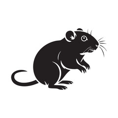 Black Rat or Mouse Icon Vector Illustration, Silhouette of Rodent Standing