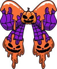 Groovy Halloween Bow Design Illustration 